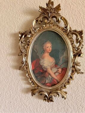 Antique Oval Gilded Wall Portrait of Mary Adelaide of France as Diana